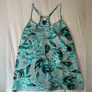 JCrew adjustable strap dusty blue, aqua, & navy floral tank size 6